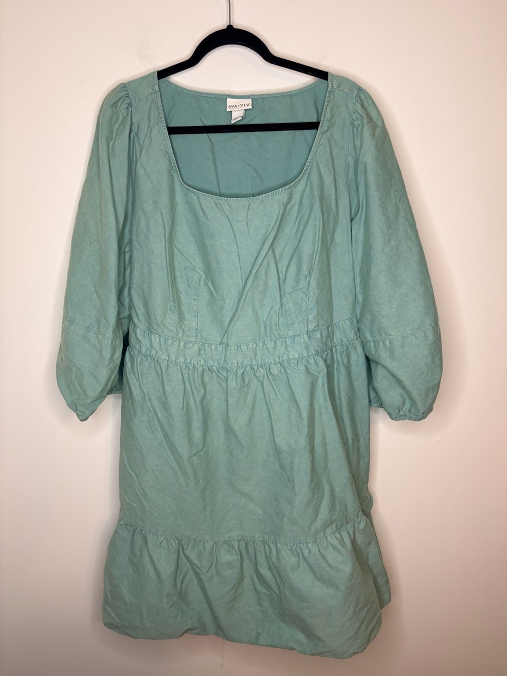 Ava & Viv Mint Green Tiered Scoop-Neck Puff Sleeve  Dress Size 1X